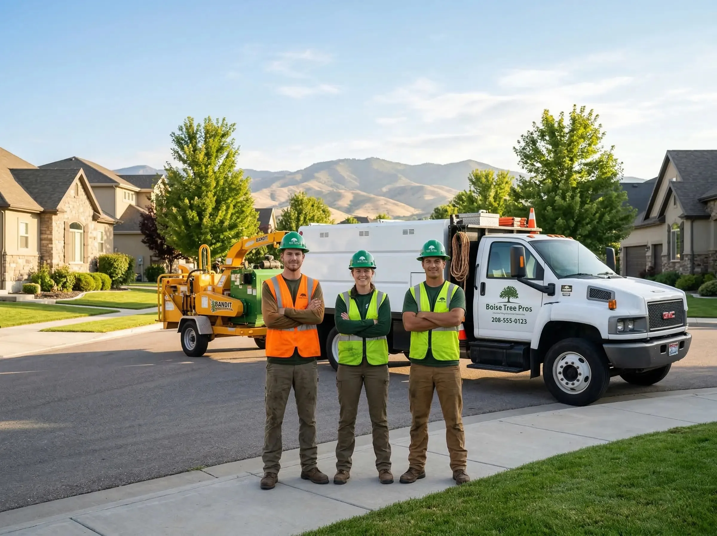 Boise Tree Pros crew with truck ready for arborist services in Boise Idaho